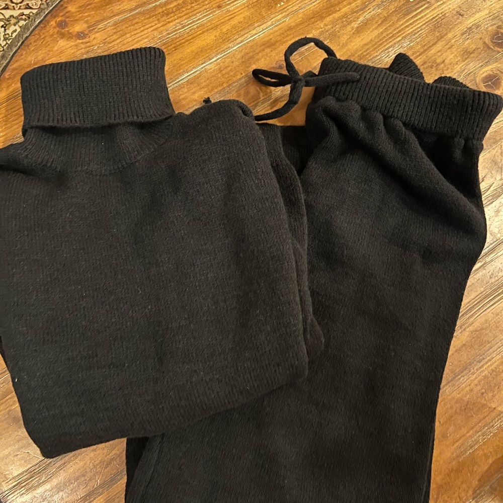 Black Turtleneck Sweater Lounge Set